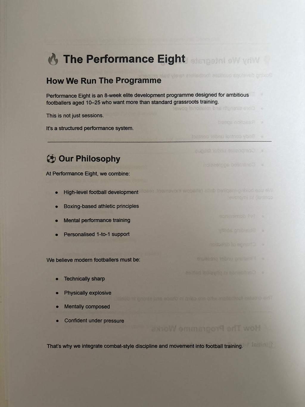 The performance eight how we run